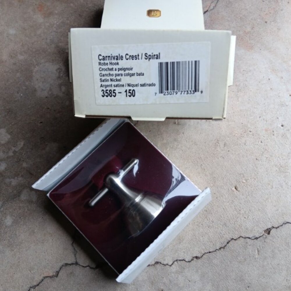 Baldwin Carnivale Crest Holder Robe Hook Made of Solid Brass Satin Nickel Finish